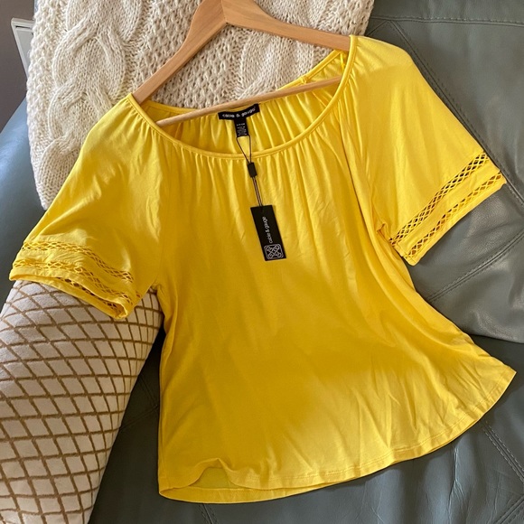 Cable & Gauge Tops - NWT CABLE & GAUGE Summer YELLOW Blouse S